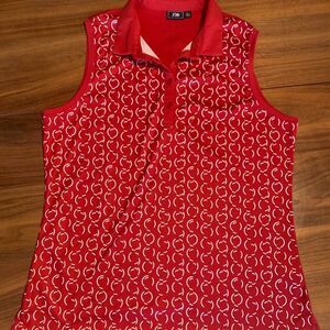 Golf or tennis shirt, women's, classic sleeveless polo, red wht, AS? brand, Sz L